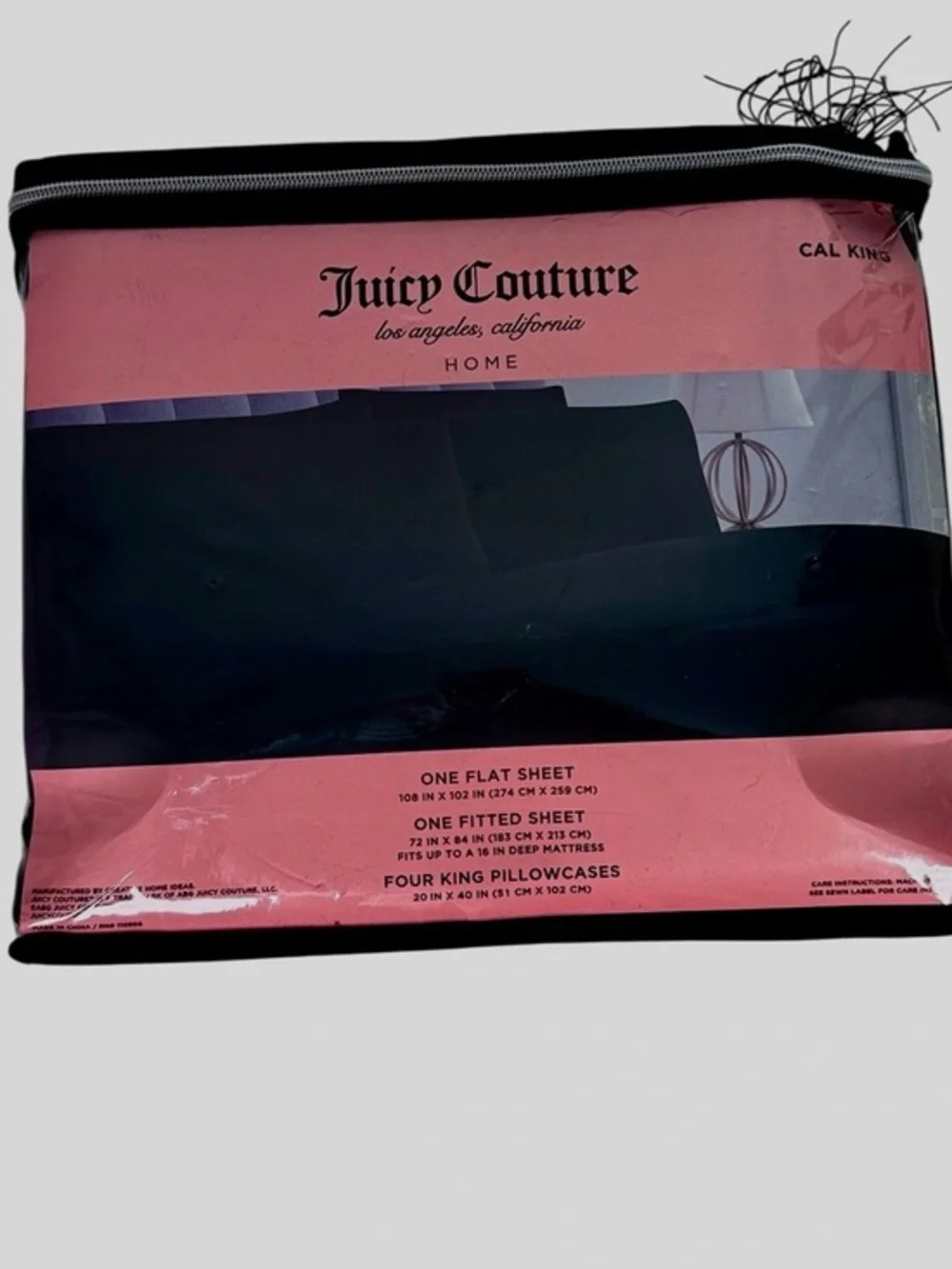 Juicy Couture California King Sheet Set 6 Piece Bedding Set Black Cal King